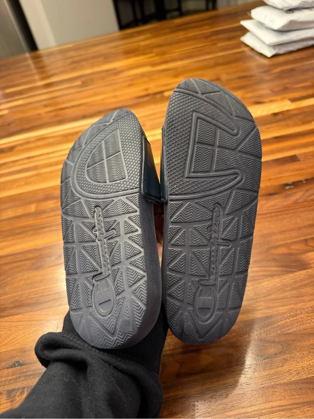 Champion Navy Slides with Red & White Logo for Kids